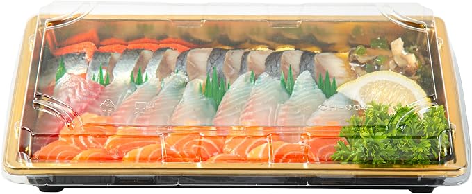 Restaurantware Plastic Sushi Trays 100 Pack of 9.2 x 5.9 x 1.77 Inch With Clear Lids Leak-Resistant Sushi Take Out Boxes Stackable Containers For Grab-And-Go - Image 9