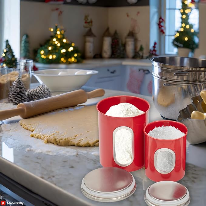 3 Piece Canister Set for the Kitchen by Home Basics | Kitchen Jars with Transparent Window | 3 Different Sizes | Kitchen Storage Containers with Silicone Gasket - Image 5
