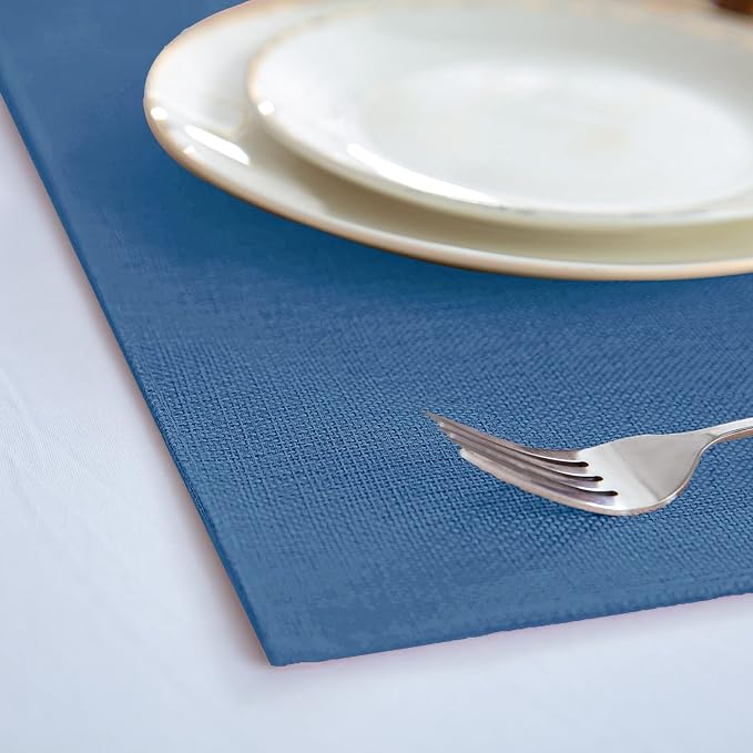 Cloth Navy Blue Placemats Set of 8, Linen Type Fabric Placemats Machine Washable Heat Resistant Placemats Polyester Place Mats for Halloween, Thanksgiving and Christmas Dining Table (Navy Blue) - Image 5