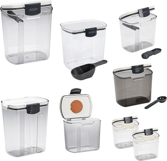 Progressive ProKeeper Baker's Airtight Kitchen Storage Canister Container Set for Flour, Sugar & More, Keeps Ingredients Fresh, with Accessories (Multicolor, 8- Piece) by ProgressiveInternational