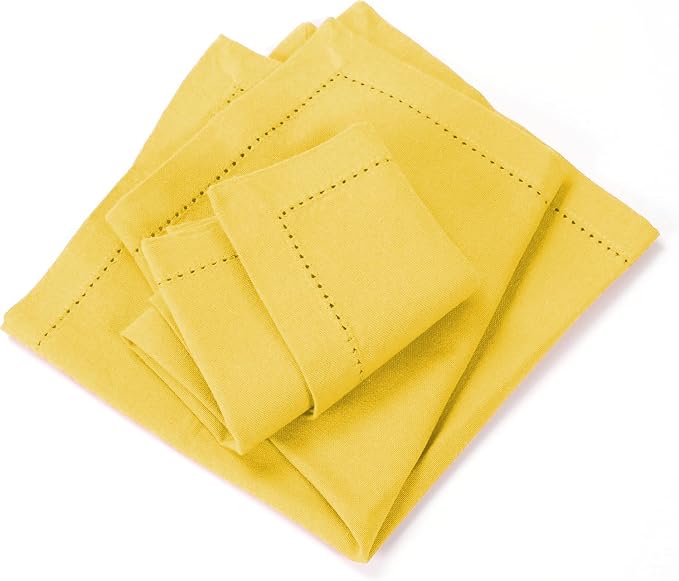 Bedding Craft Cotton Dinner Napkins Set of 12 – 18x18 Sand Yellow with Hemstitched Mitered Corners – Machine Washable Fabric Napkins for Thanksgiving, Weddings & Cocktails - Image 8