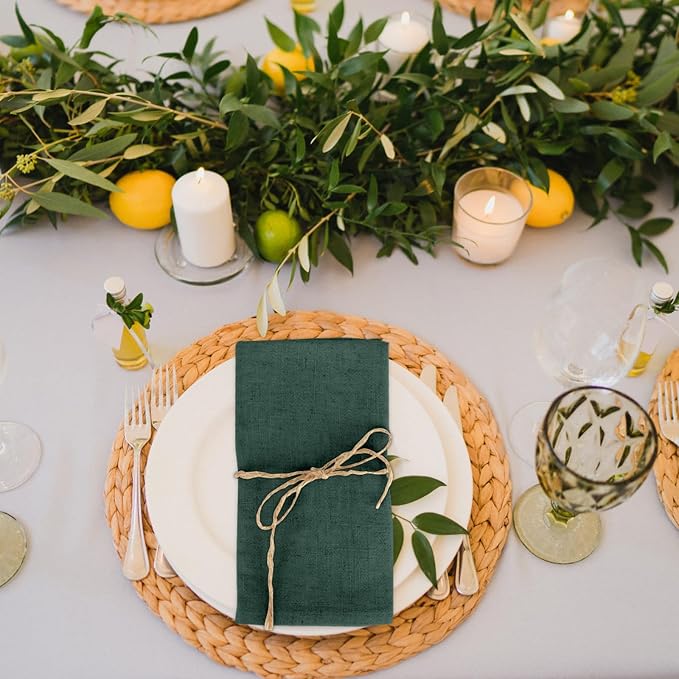 Christmas Cloth Napkins, Cotton Linen Napkins, Set of 6 Reusable Napkins, Green, 40x40cm, Cloth Napkins for Dinner Parties, Christmas, Wedding, Birthday, Party - Image 3