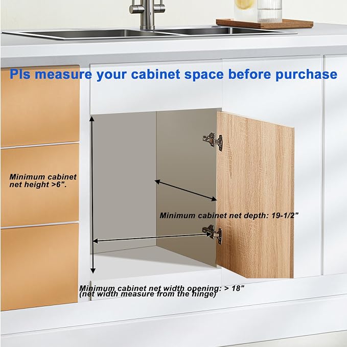 DINDON Pull Out Cabinet Organizer (17" W x 18" D) 1 Tier，Single Tier Oak Wood Under Cabinet Slide Out Shelf Drawer Box… - Image 5