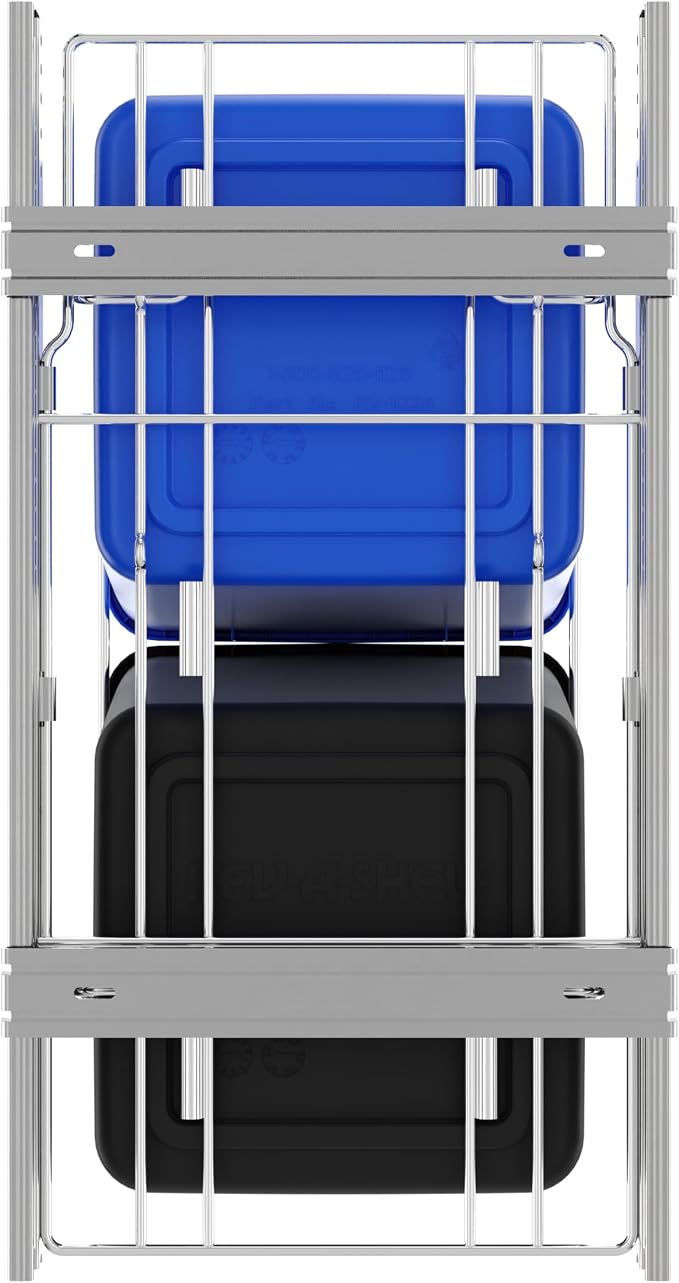 Rev-A-Shelf Pullout Trash Can for Kitchen Cabinets, Blue/Black Bin, 27 Qt | Large Capacity Garbage Recycling Waste Container, Heavy Gauge Metal Wire Construction, Full Extension Slides, RV-15KD-2218C-S - Image 9