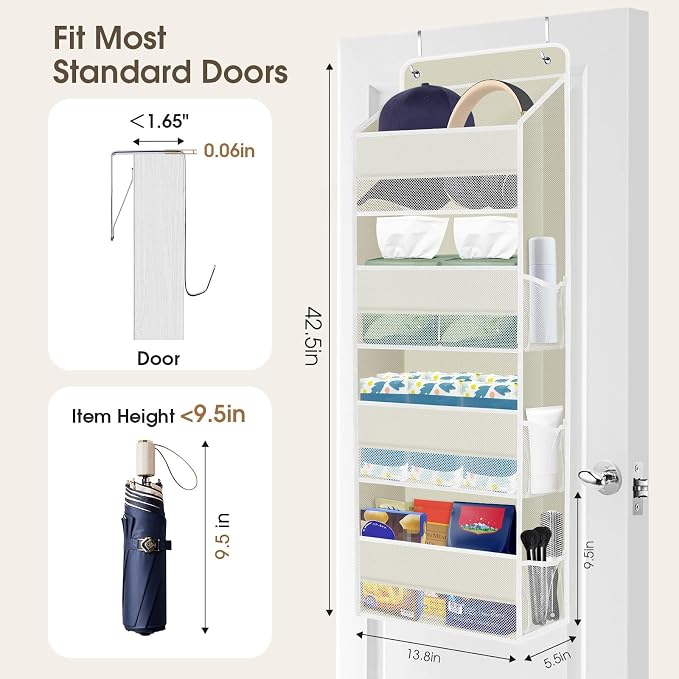 2 Pcs Over The Door Organizer Large Capacity Hanging Storage Room Organizer | 40 lb Capacity, Ultra-Sturdy, Foldable, Mesh Design with Clear Window, Space-Saving Organizer for Pantry, Nursery & Closet - Image 2