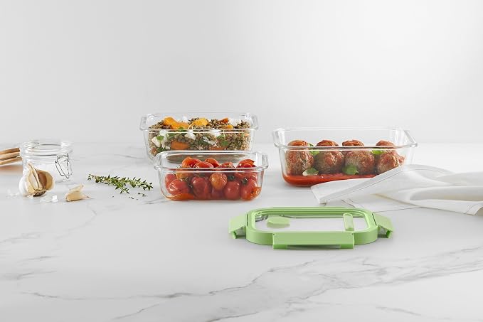 Lékué Rectangular Glass Food Container with Airtight Lid & Steam Valve - 51oz - Borosilicate Glass & 100% Platinum Silicone Lidded Dish for Storage and Cooking - Microwave, Freezer & Dishwasher Safe - Image 3
