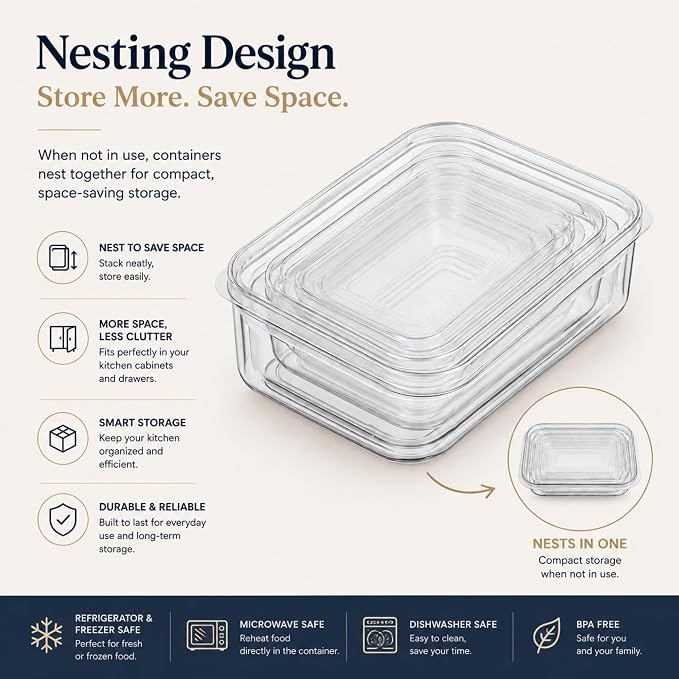 Lustroware 3 Set, Micro Clear Kitchen Pantry Food Storage Container Set with Lid, Shatterproof, BPA Free, Dishwasher, Microwave Safe Canister, Fridge Refrigerator Organizer (1.0qt / 1.4qt / 2.3qt) - Image 4
