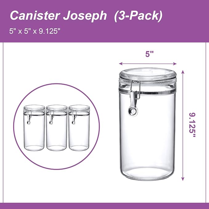 Cathy - 70-Ounce Plastic Canister (Set of 3), Plastic Airtight Food Container, Stackable for Pantry Storage, BPA-Free and Shatter-Proof, Perfect for Home and Commercial Use - Image 4
