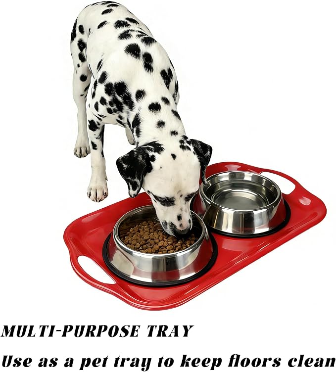 Extra Large Melamine Platters, Serving Tray with Handles for Cookie, Cupcakes, Desserts, Dishwasher Safe, Ottoman Tray Decor, Set of 2, 2 pcs Mats Included (Red, 21''x14'') - Image 4