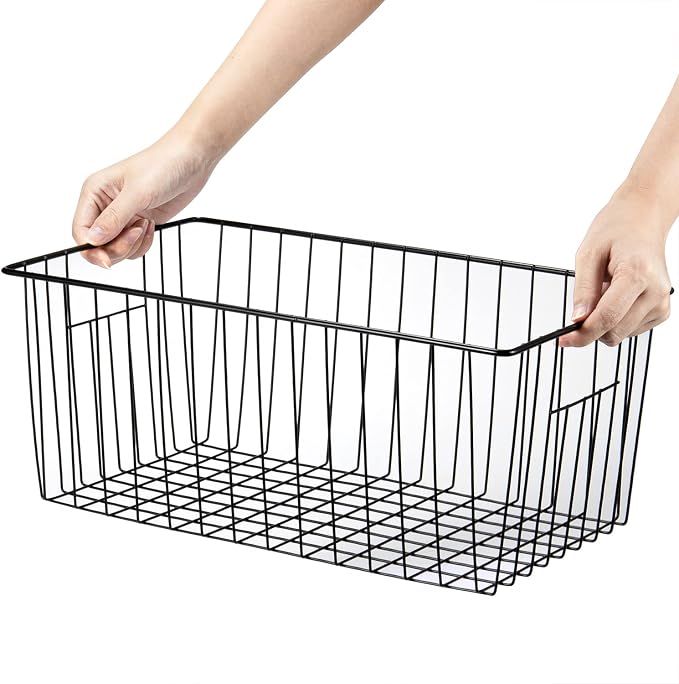 16inch Upright Freezer Organizer Baskets for 13-14,16-21 cu.ft Standup Freezer, Settle freezer chaos and reduce food waste effectively, Durable, Fully Use Space, Improve Air Circulate, Black, 6pcs - Image 3