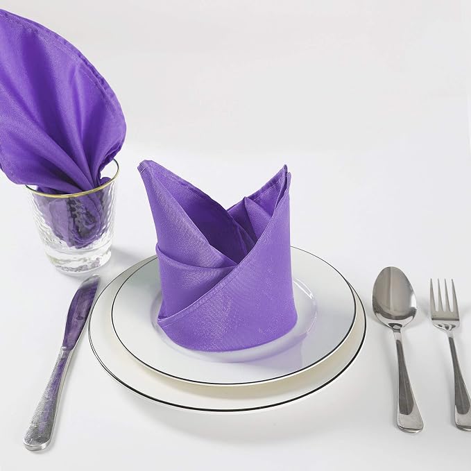 Cloth Napkins 20x20 inch Washable Polyester Dinner Napkins Soft Table Napkins for Wedding Party Dining Banquet(Purple,25PCS) - Image 5
