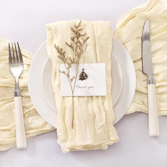 Cheesecloth Napkins Beige Cloth Napkins Bulk Table Napkin,Set of 50 | 21''x21'',Washable Boho Table Gauze Fabric Napkins,for Wedding Baby Bridal Shower Dinner Party Decor - Image 5
