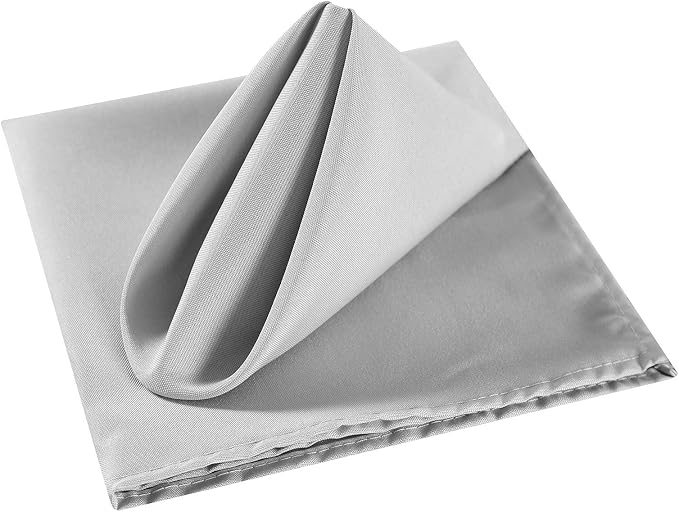 Cloth Napkins 17x17 inch Washable Polyester Dinner Napkins Soft Table Napkins for Wedding Party Dining Banquet(Silver,25PCS) - Image 3