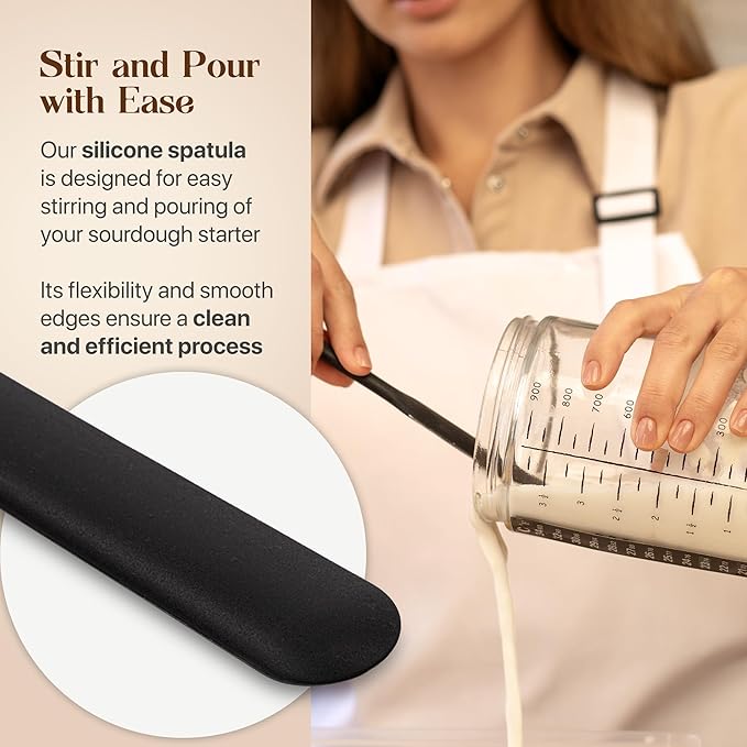ABIOTO Sourdough Bread Baking Supplies and Starter Kit - Ultimate Bread Making and Sourdough Starter Kit with Proofing Baskets, 34oz Sourdough Jar, Bread Lame, Scrapers & Danish Whisk - Image 5
