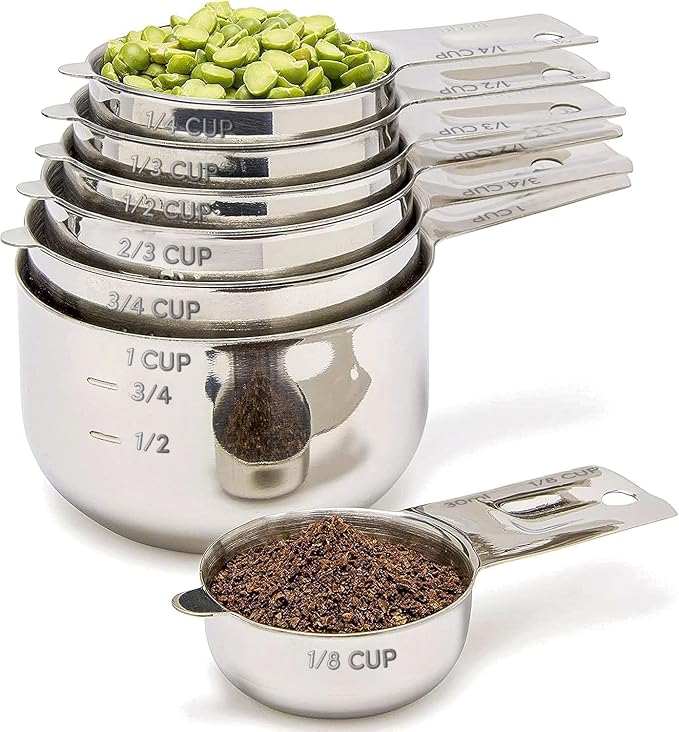 Simply Gourmet Measuring Cups Set of 7, Stackable, 304 Premium Stainless Steel, Kitchen Gadgets for Measure Liquid and Dry Ingredients, Cooking & Baking by SimplyGourmet