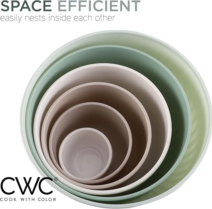 COOK WITH COLOR Prep Bowls with Lids- Wide and Deep Nesting Plastic Small Mixing Bowl Set with Lids, 12 Piece Set - Deep Bowls, Mint - Image 7