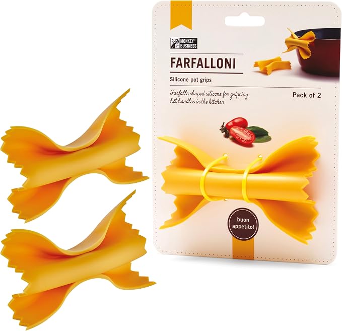 Monkey Business Farfalloni-Shaped Pot Holders – Mini Silicone Pinch Mitts | Fun Silicone Pot Gripper & Kitchen Gadget | Quirky Pasta-Inspired Kitchen Gadgets Collection by MonkeyBusinessDesign