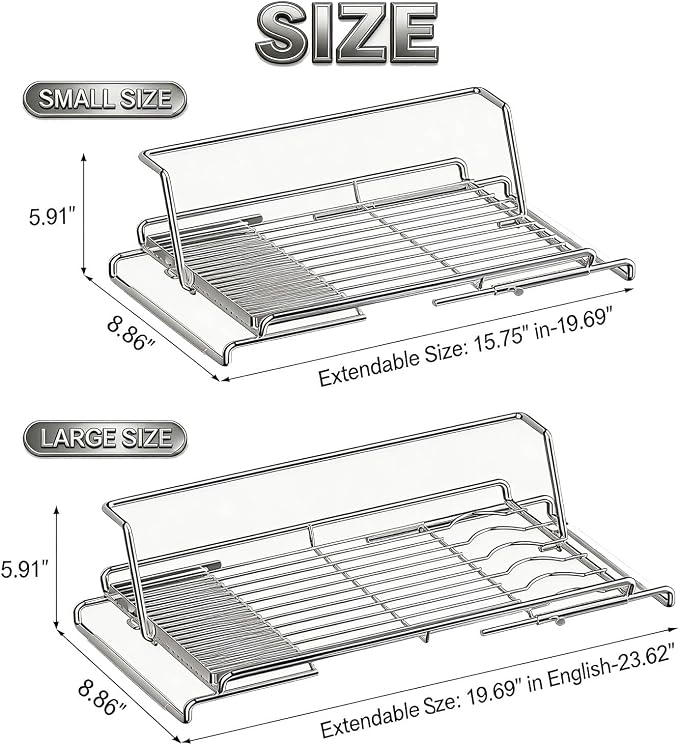 Foldable Stainless Steel Dish Drying Rack – Compact Collapsible Kitchen Counter Organizer, Small Space-Saving Drying Rack, Silver-Small - Image 3