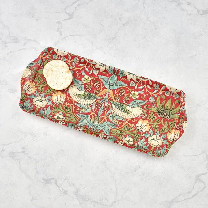 Pimpernel Morris & Co Strawberry Thief Red Collection Sandwich Tray | Serving Platter | Crudité and Appetizer Tray for Indoor and Outdoor use, Made of Melamine, Measures 15.1" x 6.5", Dishwasher Safe - Image 4