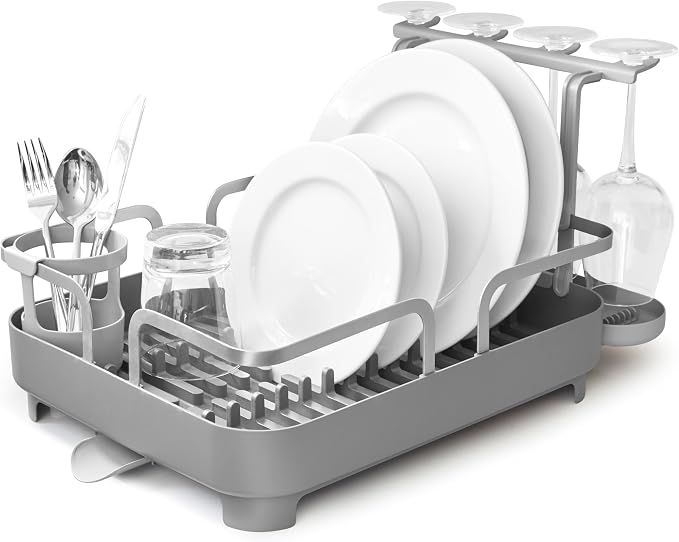 Umbra Holster Dish Rack– Molded Plastic Dish Drying Rack with Drainage Spout, Charcoal - Image 16
