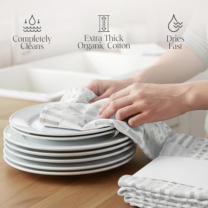 Sea Pines Kitchen Towels, Pack of 4 - White-Beige | Super Soft and Comfy, Organic Cotton Material, Kitchen Cloth Napkins, for Drying, Wiping, or Cleaning, at Home & Kitchen - Image 5