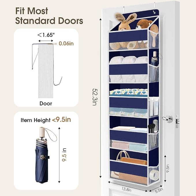 1Pack Over The Door Organizer Large Capacity Hanging Storage Room Organizer | 40 lb Capacity, Ultra-Sturdy, Foldable, Mesh Design with Clear Window, Space-Saving Organizer for Pantry, Nursery & Closet - Image 2