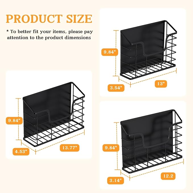 Magnetic Shelf for Fridge, 3 Pack Metal Fridge Organizer Baskets, Magnetic Cup Holder for Refrigerator, Fruit & Snack Storage, Magnetic Bin for Potatoes, Letters, Magazines, Kitchen & Laundry Room - Image 3