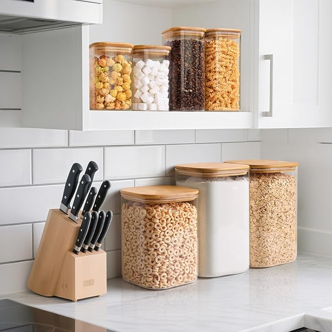 ComSaf Flour Sugar Storage Containers 4 Qt, Set of 2 Glass Flour Container | 1 Gallon Large Glass Storage Containers, 15cm Extra Wide Mouth Canisters, Easy Clean and Scoop, 4.4lb Flour Jar, BPA Free - Image 7