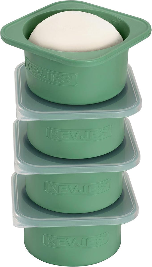 PLUS Large 1000ml Pizza Dough Proofing Boxes for DIY Artisan Pizza, Food Grade Silicone Stackable Containers with Lids, Sturdy Reinforced Steel. Freezer, Fridge, Dishwasher Safe (4Green Plus) by kevjes