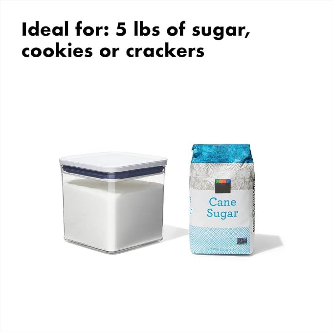 OXO Good Grips 3-Piece POP Cereal Dispenser Set & Good Grips 3-PC Small Square Short POP Container Set, White & Good Grips POP Container - Airtight Food Storage - 2.8 Qt for Rice, Sugar and More - Image 7