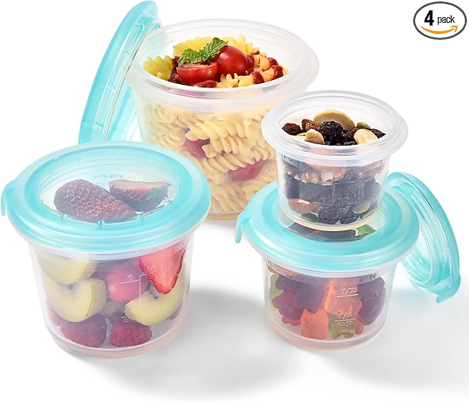 U-Taste Silicone Container with Lids, Kitchen Food Storage Set, 2/4/8/16oz | Food Grade Liquid Silicone, Leak-Proof Airtight Lid, Meal Prep Lunch Box, Freezer & Microwave Safe, Clear Date Marking Circle by U-Taste