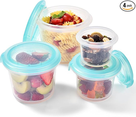 U-Taste Silicone Container with Lids, Kitchen Food Storage Set, 2/4/8/16oz | Food Grade Liquid Silicone, Leak-Proof Airtight Lid, Meal Prep Lunch Box, Freezer & Microwave Safe, Clear Date Marking Circle by U-Taste
