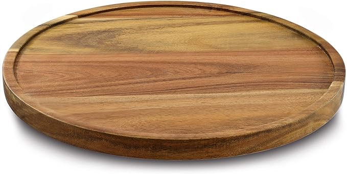 13" Acacia Wood Lazy Susan Organizer Kitchen Turntable for Cabinet Pantry Table Organization by AUAM