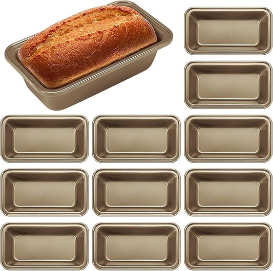 Uiifan 12 Pcs Mini Loaf Pan for Baking Bread Non Stick Small Banana Bread Tins Mini Loaf Pans for Nonstick Tiny Meatloaf Pan Carbon Steel for Oven and Baking (6 * 3.3 * 2inch,Gold) by Uiifan