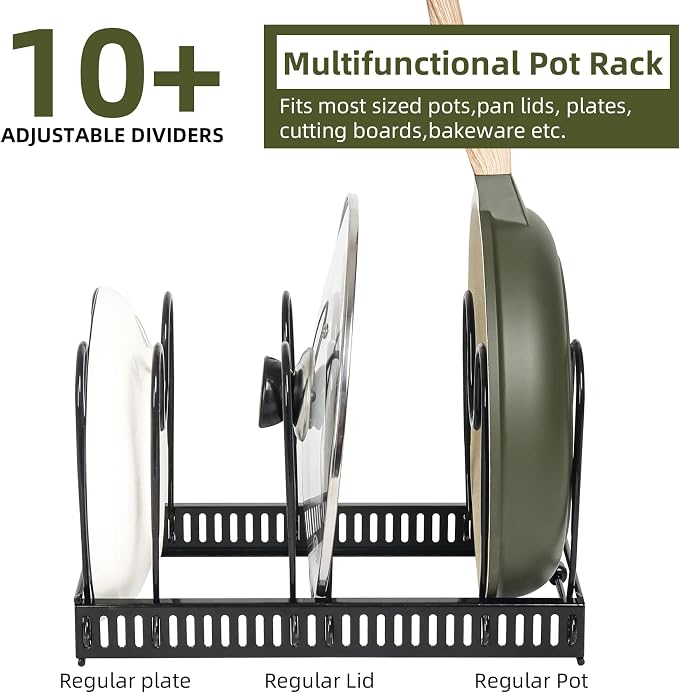 ROOHUA Pot Rack -Expandable Pan Organizer for Cabinet,Pan Organizers Inside Cabinet for Kitchen Cabinet Cookware Baking Frying Rack - Image 3