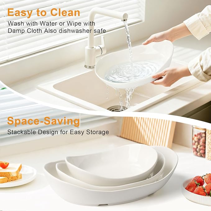 Fruit Bowl for Kitchen Counter Large, 3 Tier Fruit Basket for Counter, Ceramic Holder, Tiered Stand with Metal Stand, Detachable Rack for Fruit Vegetable Snack Dessert Storage (White) - Image 4