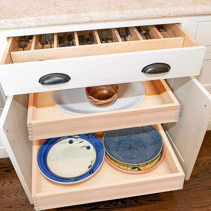20”W x 21”D x 3”H Soft Close Slide Out Wood Drawer Organizer for Kitchen, (Cabinet Width>20.5 inches for Bottom Assembly, Width= 20 inches for Side Assembly) - Image 2