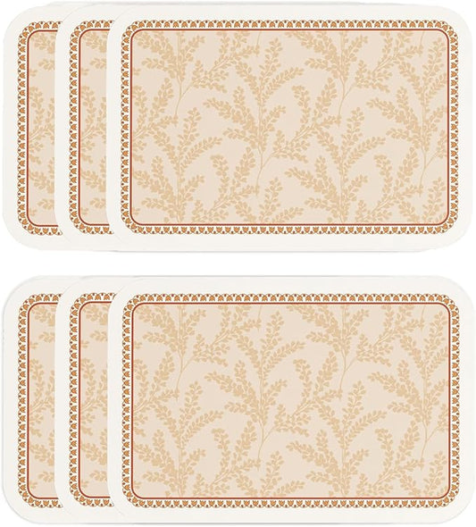 Vinyl Waterproof Placemats Set of 6 Rectangular,12"*17"-Flora C | Wipeable Beautiful Print Place Mats,Stain Resistant,Heat Resistant,Everyday Meals,Kitchen,Dinning,Holiday,Decor by Isaennehomedecoration