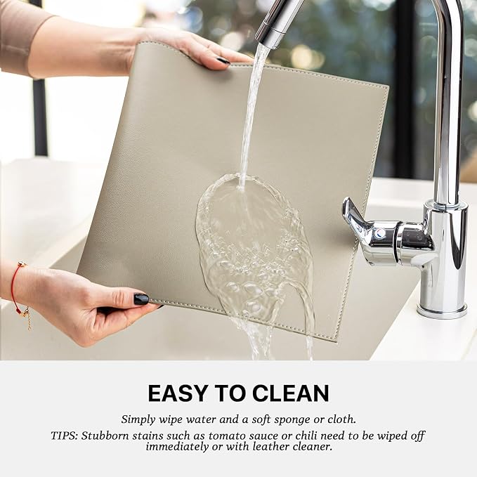 Baroyal Faux Leather Placemats Set of 12 Vinyl Washable Wipeable Table Mats for Kitchen Dining Table Heat Resistant Waterproof Indoor/Outdoor Placemats Non-Slip Easy Clean Place Mats-Almond Birch - Image 3