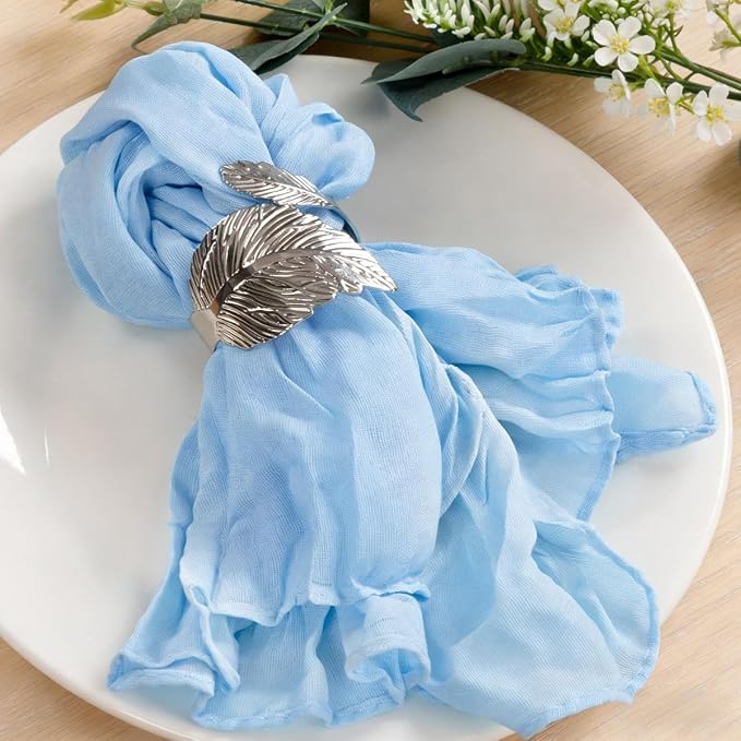 Cloth Napkins Set of 24 21"x21" Reusable Cheesecloth Napkins Baby Blue | Boho Rustic Dinner Napkins Washable Gauze Table Napkins Cloth Hemmed Edges for Wedding Bridal Shower Family Gathering Decor by MLMC