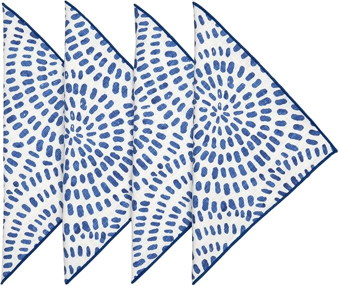 Cloth Napkins, Blue and White Fabric, 100% Cotton, Linen Napkin for Table Setting, Tablescapes, Use with Tablecloth or Placemats, 18" Dinner, Set of 4 by DECORATIVETHINGS