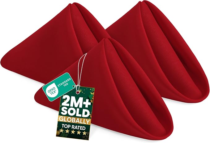 Utopia Home [12 Pack, Red] Cloth Napkins 20x20 Inches, 100% Polyester | Hemmed Edges, Washable and Reusable Ideal for Parties, Weddings and Dinners by UTOPIAHOME