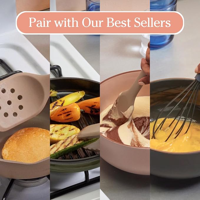 Our Place Utensil Essentials - 6-Piece Silicone Cooking Utensil Set | Ergonomic, Heat-Resistant, Dishwasher Safe | Spatula, Ladle, Whisk, Slotted Turner, Basting Brush, Tongs | BPA-Free | Blue - Image 5