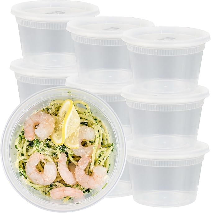 Asporto 16 oz Round Clear Plastic Soup Container - with Lid, Microwavable - 4 1/2" x 4 1/2" x 3" - 25 count box - Image 2