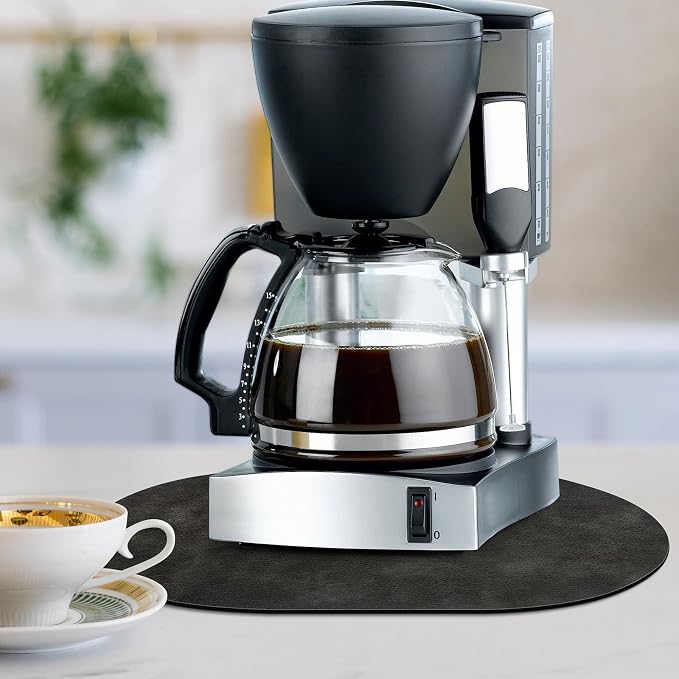 ADRIMER Placemats, Heat Resistant Oval Placemats Set of 4 Washable 12 x 17 Inch, Waterproof Table Mats, Wipeable Pu Place Mats for Kitchen, Dark Grey - Image 6