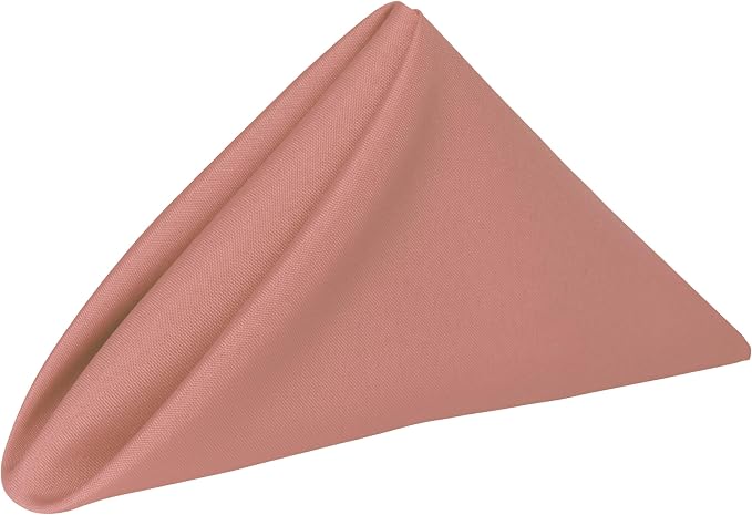 17x17-Inch Polyester Cloth Napkins, Dusty Rose, Set of 12 | Bulk Case of 1 Dozen, Square, Seamless, Serged Edges, Machine Washable, Wrinkle-Resistant, Flame-Resistant, Stain-Resistant by UltimateTextile