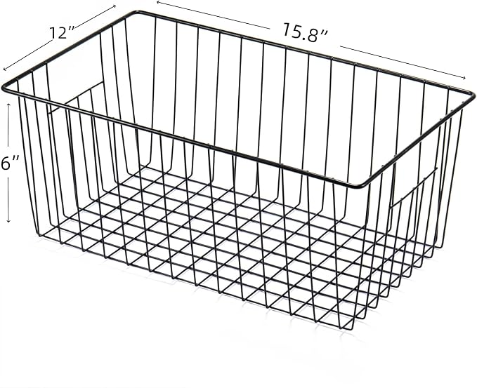 Upright Freezer Organizer Bins， Freezer Baskets for 16, 17, 21 cu.ft Standup Freezer, Wire Storage Baskets with Built-in Handles for Frozen Foods, Snacks, Vegetables, Fruits and More, Set of 6 , Black - Image 3