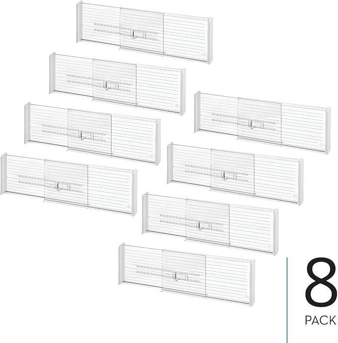 iDesign Expandable Deep Drawer Dividers, Set of 8, Clear | Kitchen, Dresser, Desk Drawers - Image 2