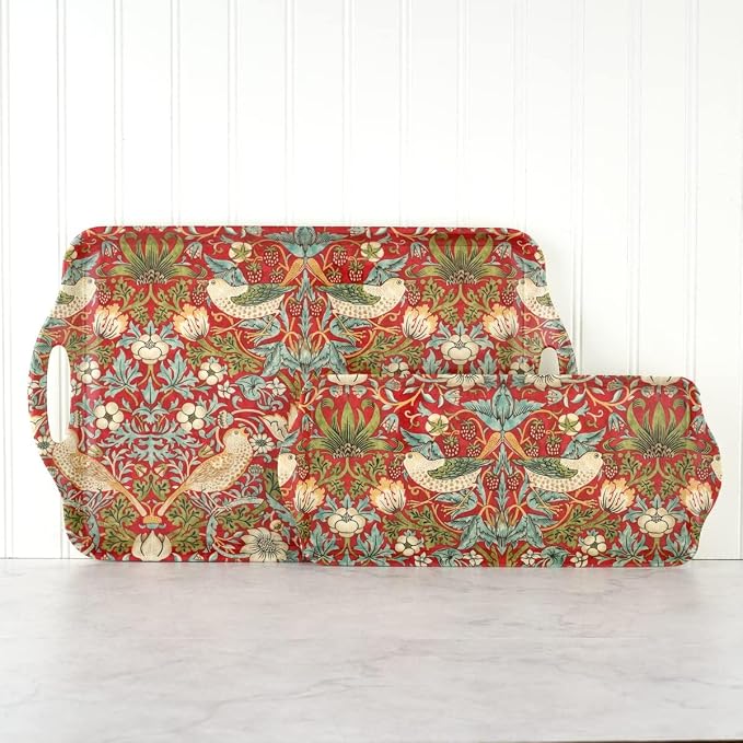 Pimpernel Morris & Co Strawberry Thief Red Collection Sandwich Tray | Serving Platter | Crudité and Appetizer Tray for Indoor and Outdoor use, Made of Melamine, Measures 15.1" x 6.5", Dishwasher Safe - Image 5