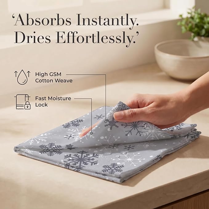 Urban Villa Cloth Napkins Cotton 20x20 (Set of 12) Grey Snow Flake - Image 3